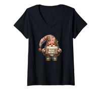 Mujer Retro Christmas GNOME For Women and Men with Warm Wishes Camiseta Cuello V