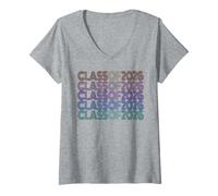 Mujer Retro Class of 2026 Senior 12 años después Grad Rocks Sign My Camiseta Cuello V