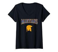 Mujer Retro College Azul Naranja Marcianos Deporte Camiseta Cuello V