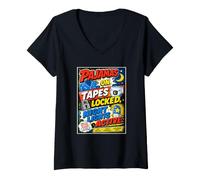 Mujer Retro Comic Pañal Adulto Sleepover Nostalgia Camiseta Cuello V