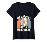 Mujer Retro Comida Rápida Nostalgia Vintage Diner Papas Fritas Batidos Hamburguesas Camiseta Cuello V