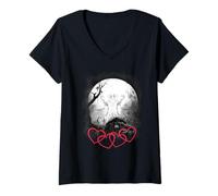 Mujer Retro corazón corazón ciervo animales del bosque 80 mujeres hombres Camiseta Cuello V