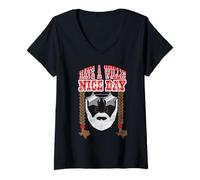 Mujer Retro Country Music Fan Texas Orgulloso - Ten un buen día de Willie Camiseta Cuello V