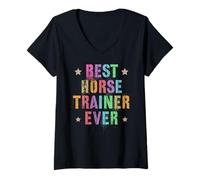 Mujer Retro, el Mejor Entrenador de Caballos de Todos los Tiempos, Equestrian Vibes Horseback Mom Camiseta Cuello V