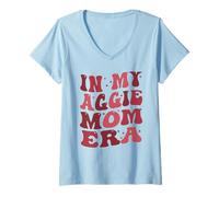 Mujer Retro En Mi Aggie Mom Era - Día de la Madre Camiseta Cuello V