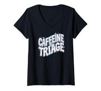 Mujer Retro ER Nurse Caffeine & Triage Medical Camiseta Cuello V
