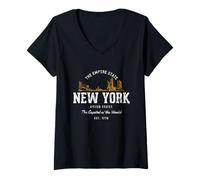 Mujer Retro Estados Unidos Nueva York Vintage Camiseta Cuello V