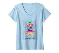 Mujer Retro Gamer Sigue Jugando Nunca Perder Juegos Arcade Camiseta Cuello V