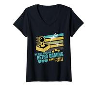 Mujer Retro Gaming Videojuegos Vintage 8-bit Gamer Camiseta Cuello V