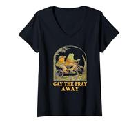 Mujer Retro Gay La Rana Rana & Sapo Dicen Derechos Gay Orgullo LGBT Camiseta Cuello V