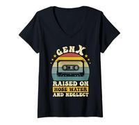 Mujer Retro Gen X Elevado En Manguera Agua Negligencia Humor Generación X Camiseta Cuello V