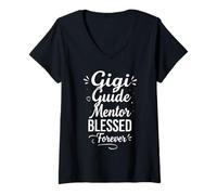 Mujer Retro Gigi Guide Mentor Blessed Forever - Orgullosa Gigi Grandma Camiseta Cuello V