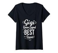 Mujer Retro Gigi Queen Legend Best Forever - Orgullosa Gigi Grandma Camiseta Cuello V