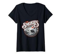 Mujer Retro Great Smoky Mountains National Park Vintage Smokies Camiseta Cuello V