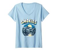 Mujer Retro Great Smoky Mountains National Park Vintage Smokies Camiseta Cuello V