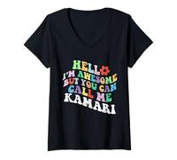 Mujer Retro Groovy Hola, Soy increíble, Pero Puedes llamarme Kamari Camiseta Cuello V