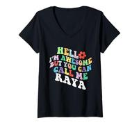 Mujer Retro Groovy Hola, Soy increíble, Pero Puedes llamarme Raya Camiseta Cuello V