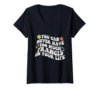 Mujer Retro Groovy Nunca Puedes Tener Demasiado Francis en tu Camiseta Cuello V
