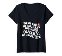 Mujer Retro Groovy Nunca Puedes Tener Demasiado Rayna En Tu Vida Camiseta Cuello V