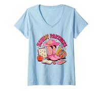 Mujer Retro Howdy Partners Cowgirl Cowboy Profesor De Vuelta A La Escuela Camiseta Cuello V