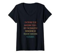 Mujer Retro I'm Trying To Be Awesome Today - Cita Divertida Camiseta Cuello V