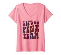 Mujer Retro Let's GO Pink Team Girl Camp Concientización sobre el cáncer de Mama Camiseta Cuello V