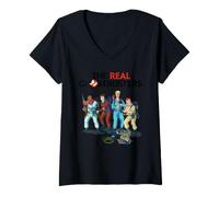 Mujer Retro Logo with Characters Action Pose Classic 80's Cartoon Camiseta Cuello V