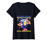 Mujer Retro Love - Estilo de Vida analógico 1970s 1980s 1990s (gráfico) Camiseta Cuello V
