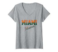 Mujer Retro Miami Mama Vintage Design Classic Cute Miami Mama Camiseta Cuello V