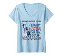 Mujer Retro No crecí diciendo con Liberty & Justice for All Camiseta Cuello V