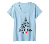 Mujer Retro Paris Old Outfit, Abstract Paris Illustration Fashion Camiseta Cuello V