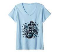 Mujer Retro Pin-Up Girl Bomber Girl Camiseta Cuello V