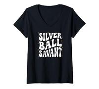Mujer Retro Pinball Player Silver Ball Savant Camiseta Cuello V