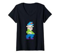 Mujer Retro Pixel Art Personaje 8-bit #2 por f-rico Camiseta Cuello V