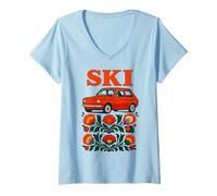 Mujer Retro Polaco Coche Folk Art Eslavo Raíces Orgullo Camiseta Cuello V