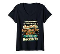 Mujer Retro Psychiatric Nurse Gift Idea for Mental Health RNs Camiseta Cuello V