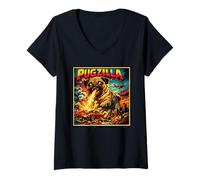 Mujer Retro Pugzilla Lindo Pug Funny Youth Life from Dad Mom Meme Camiseta Cuello V
