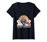 Mujer Retro Rainbow Pride is Year Round Vintage Daisies LGBTQ Camiseta Cuello V