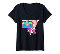 Mujer Retro Roller Disco Patinaje Chica 80s Patines Divertidos Camiseta Cuello V
