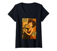 Mujer Retro Romántico Hasta La Muerte Y Después De La Danza Más Allá Del Tiempo Camiseta Cuello V