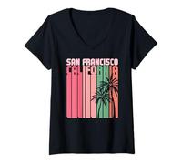 Mujer Retro San Francisco California Surf Vintage Playa Dorado 510 Camiseta Cuello V