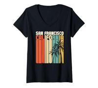 Mujer Retro San Francisco California Surf Vintage Playa Dorado Camiseta Cuello V