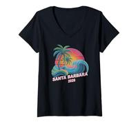 Mujer Retro Santa Bárbara 2026 Vacay Cruise Vacation Mamá Hija Camiseta Cuello V
