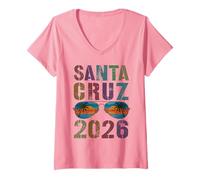 Mujer Retro Santa Cruz 2026 Viaje Familiar Swim Vacay a Juego con Todos Camiseta Cuello V