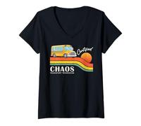 Mujer Retro School Bus Driver Certified Chaos Transport Technician Camiseta Cuello V