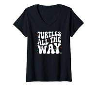 Mujer Retro Sea Turtle Turtles All The Way Oceans Lover Camiseta Cuello V