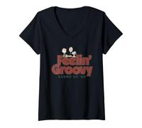 Mujer Retro Snoopy Schroeder Groovy 1969 Vintage Feelin Vibes Camiseta Cuello V