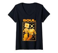 Mujer Retro Soul Música Bailando Pareja 70s Funk Disco Camiseta Cuello V
