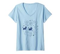 Mujer Retro Space Cats Astronauta Galaxy Estética Camiseta Cuello V