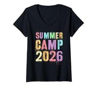 Mujer Retro Summer Camp 2026 Aventura de Director de Equipo Camiseta Cuello V